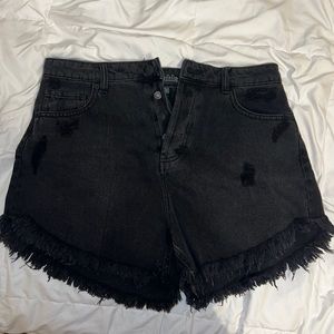 Button up jean shorts
